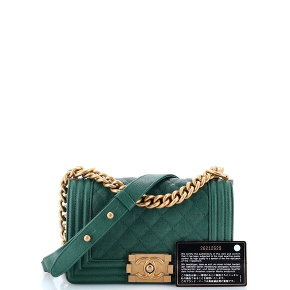 Chanel Boy Flap Bag Quilted Caviar Small Green - Picture 2 of 8